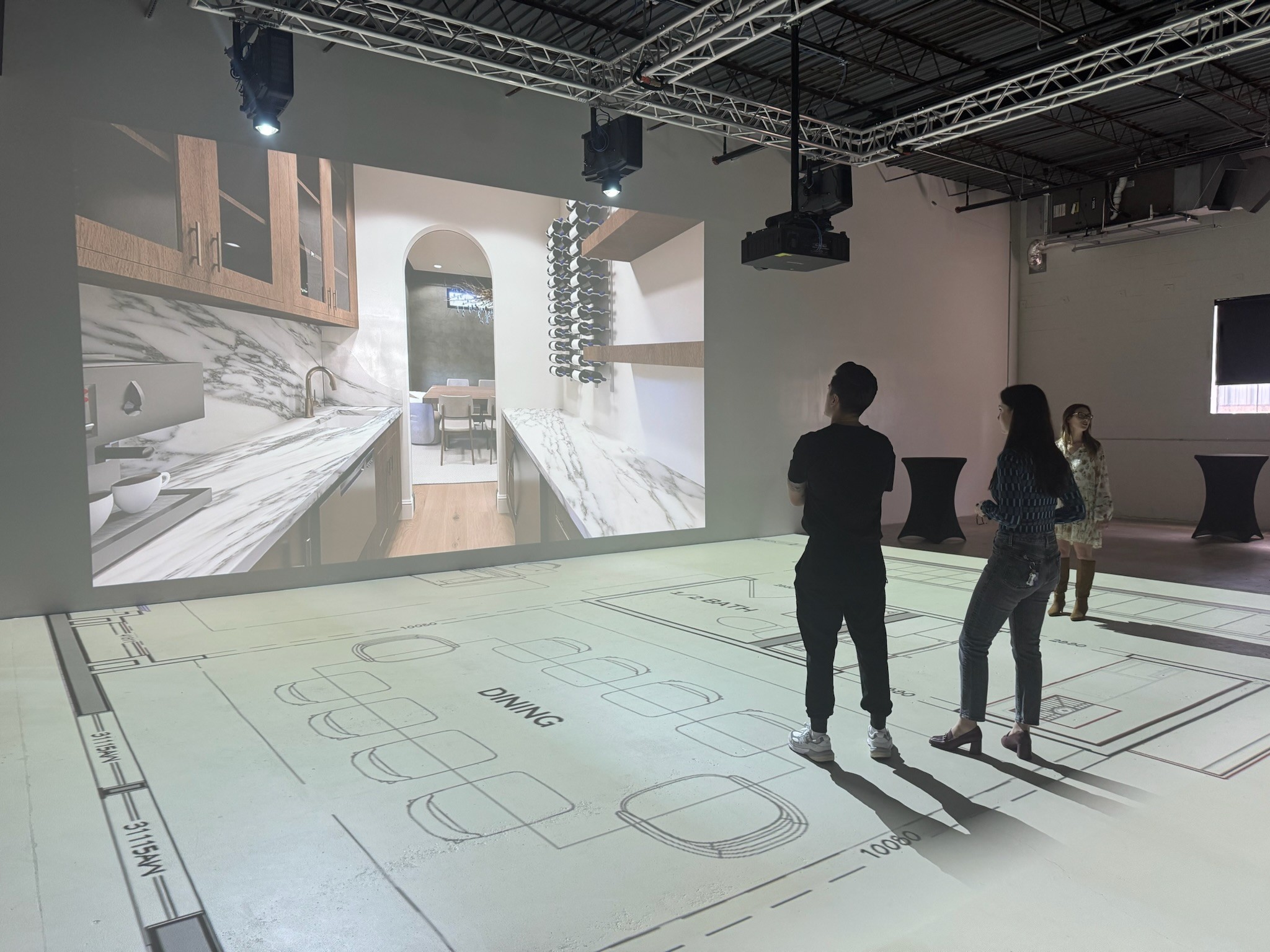 Walk Your Plans studio — close-up of projected plan