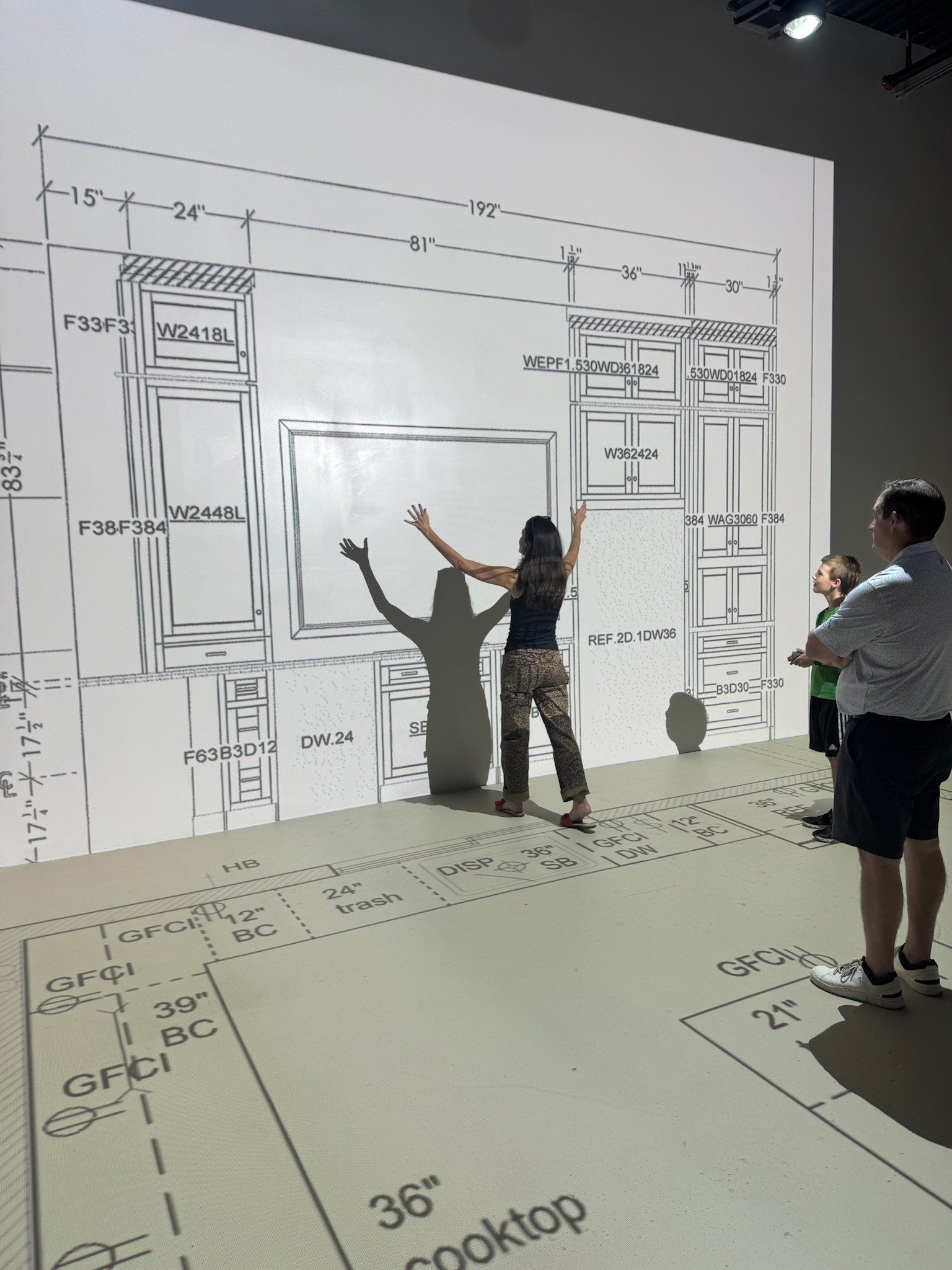 Walk Your Plans studio session — kitchen plan projection